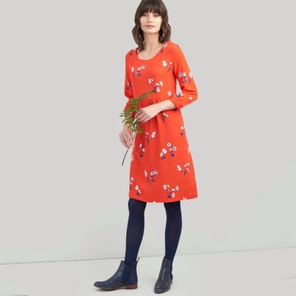 Joules Alison Floral Print A-Line Dress‎ Red Size 2 new@!! - Picture 1 of 14